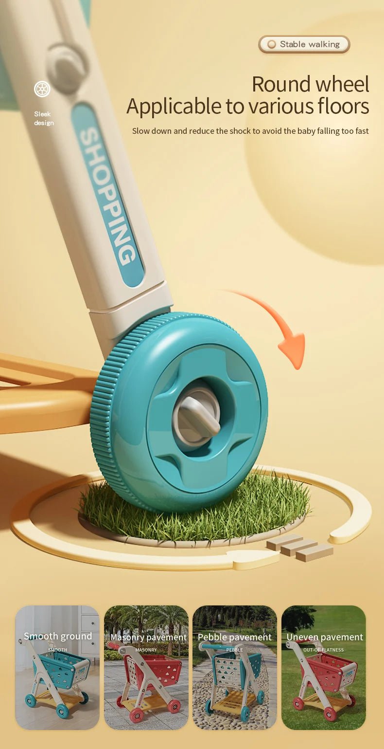 Baby Shopping Cart Toy Mini Supermarket Trolley with Music and Play Food for Kids